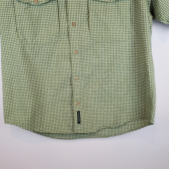 Vintage Flyshacker Green Checkered Outdoor Fishing Shirt Button Up Size L Mens - Picture 3 of 11